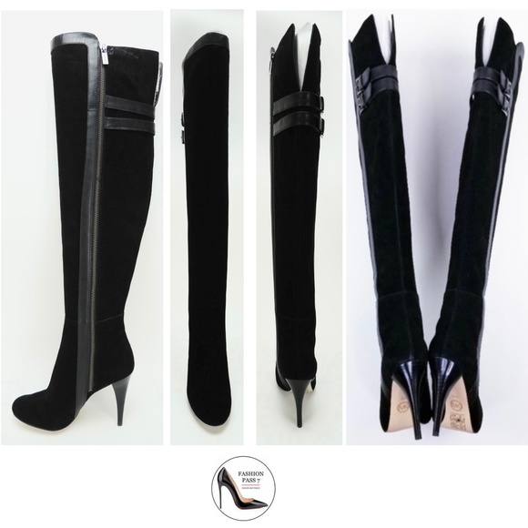 MICHAEL KORS DELANEY OVER THE KNEE TALL BLACK SUEDE LEATHER BOOTS - Wore Once! 8 - Picture 2 of 10